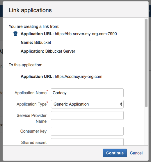 Bitbucket Server application link naming