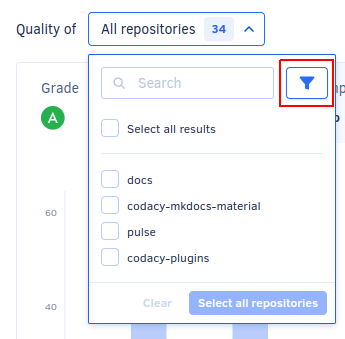 Using the language filter to narrow down the list of repositories