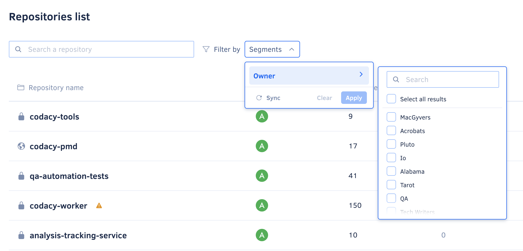 Segments after sync