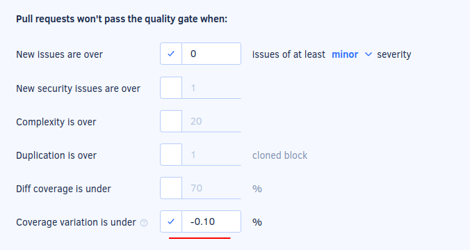 Coverage threshold with two decimal places on the Quality settings page