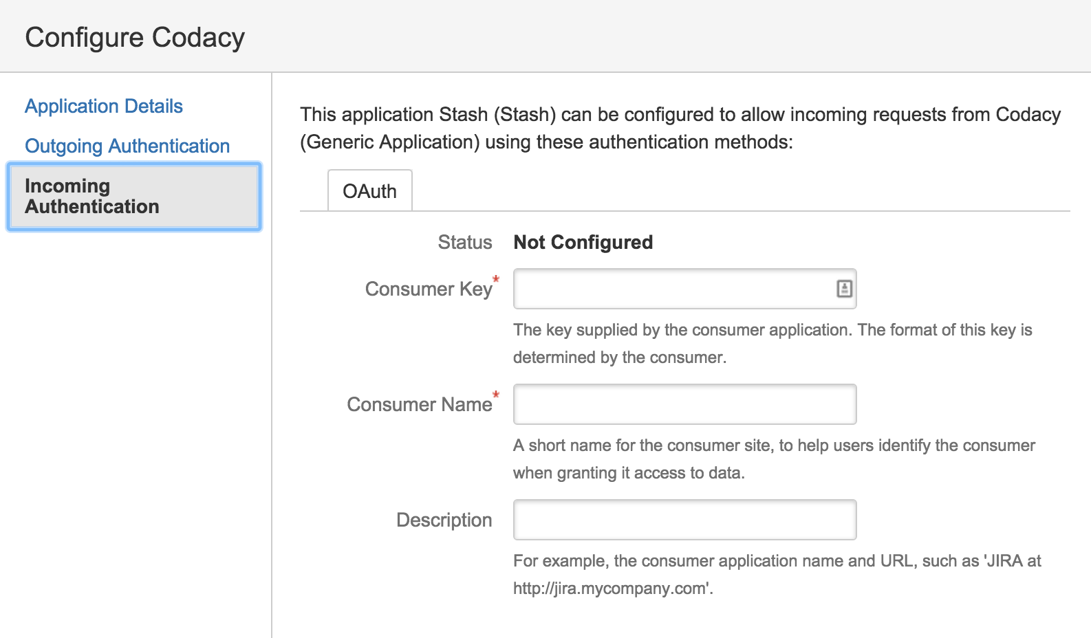 Bitbucket Server incomming authentication