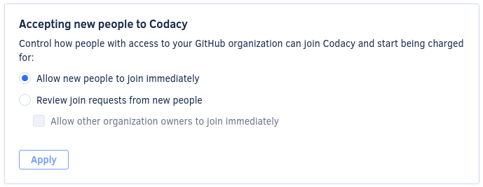 Accepting new people to the organization