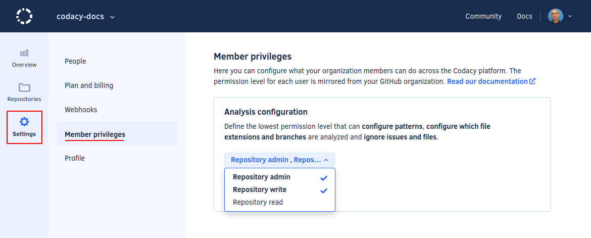 Configuring who can change analysis configurations