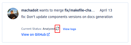 Reanalyzing a pull request