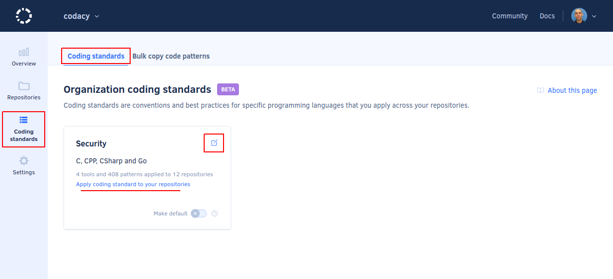 Editing an existing coding standard