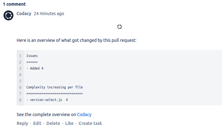 Pull request summary on Bitbucket