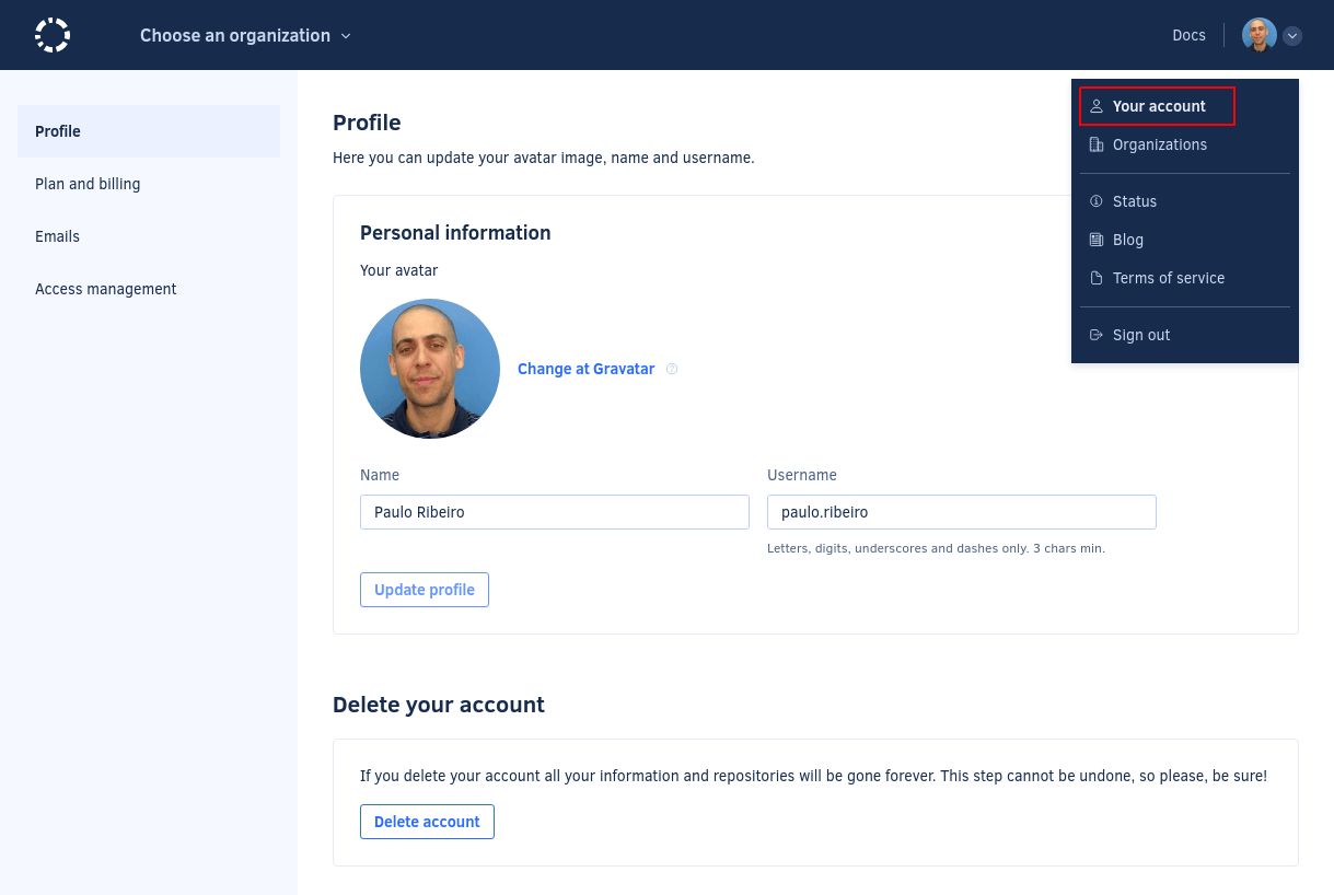 Managing your profile