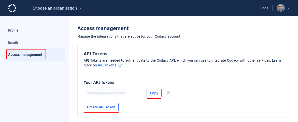 Creating an API token