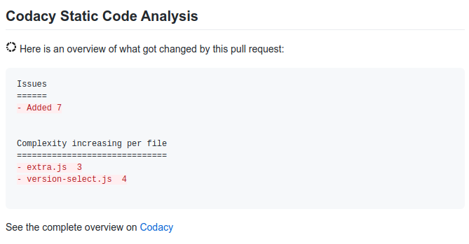 Pull request summary on GitHub