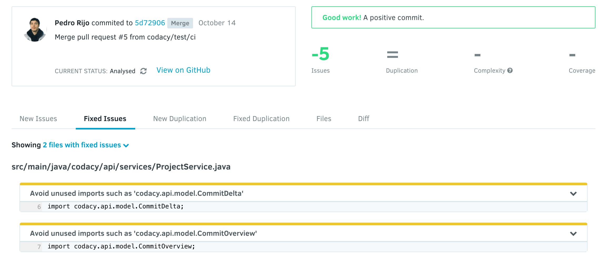 Commit detail