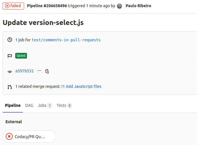 Merge request status on GitLab